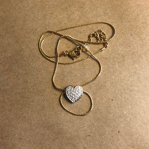 Gold Swarovski Necklace with Heart Pendant